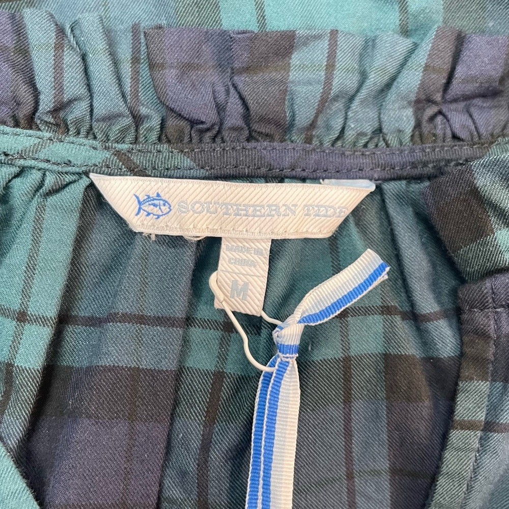 Southern Tide Aubree Plaid Top Green - Picture 5 of 8